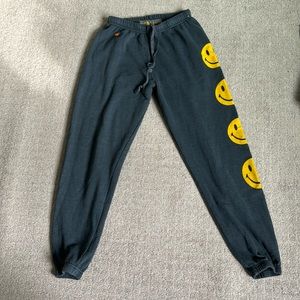 aviator nation charcoal smiley face sweatpants size medium
